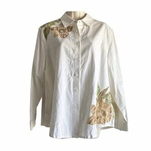 Draper’s & Damon’s Linen Floral Embroidered Top Vintage